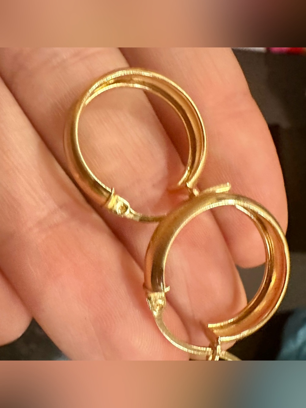THICK WIDE 10K Solid Gold Hoop Earrings solid 10K thick hoops hoop earrings - Picture 10 of 11